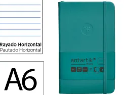 Carnet fermeture elastique antartik notes couverture rigide a6 ligne 100 feuilles 80gr fsc coloris vert paon