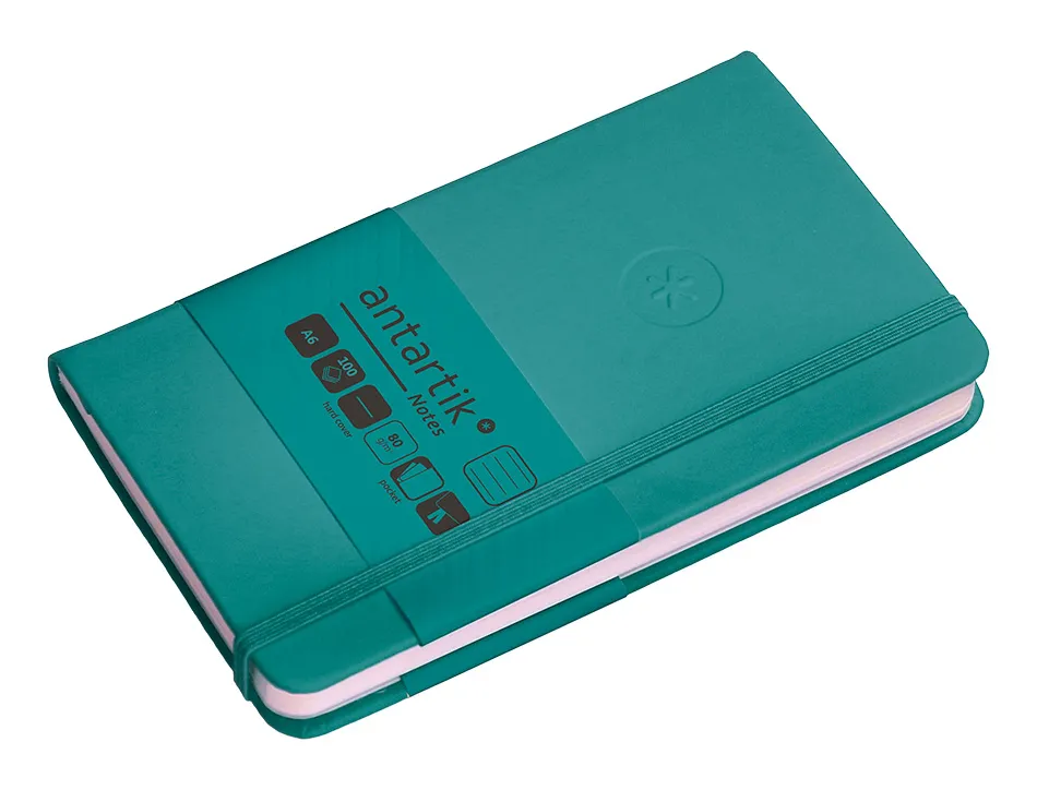 Carnet fermeture elastique antartik notes couverture rigide a6 ligne 100 feuilles 80gr fsc coloris vert paon