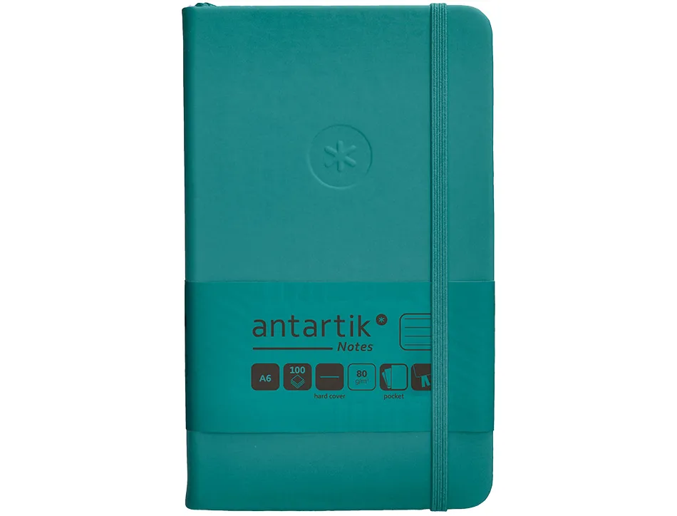 Carnet fermeture elastique antartik notes couverture rigide a6 ligne 100 feuilles 80gr fsc coloris vert paon