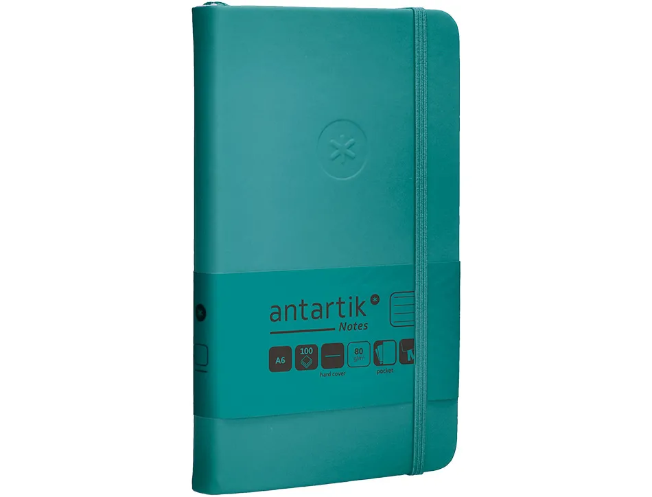 Carnet fermeture elastique antartik notes couverture rigide a6 ligne 100 feuilles 80gr fsc coloris vert paon