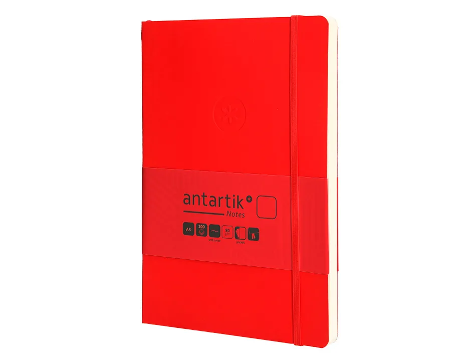Carnet fermeture elastique antartik notes couverture souple a5 papier uni ivoire 100 feuilles 80gr fsc coloris rouge