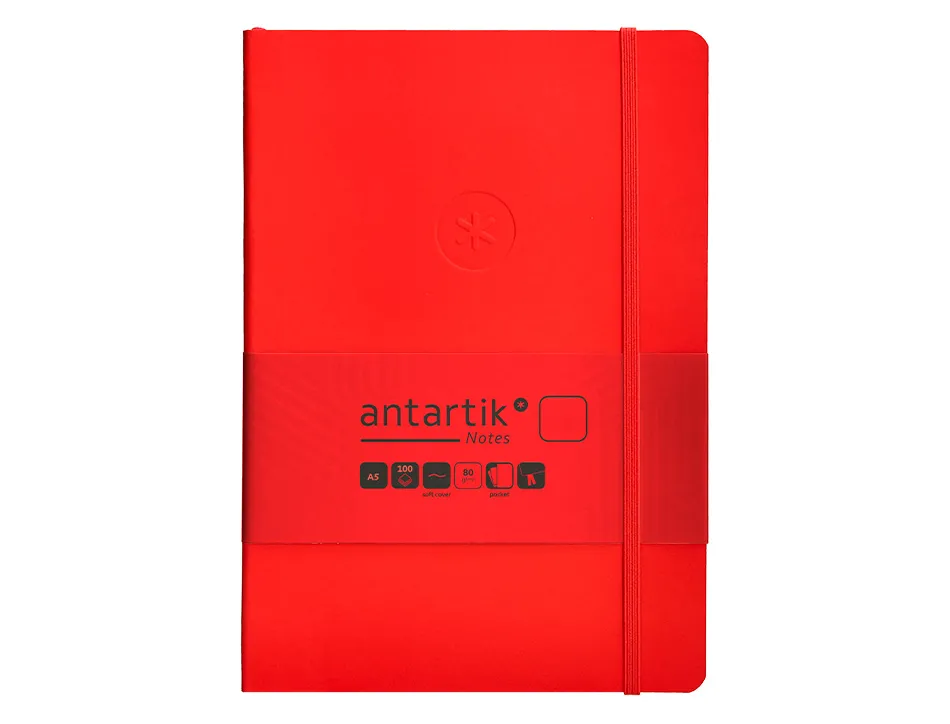 Carnet fermeture elastique antartik notes couverture souple a5 papier uni ivoire 100 feuilles 80gr fsc coloris rouge