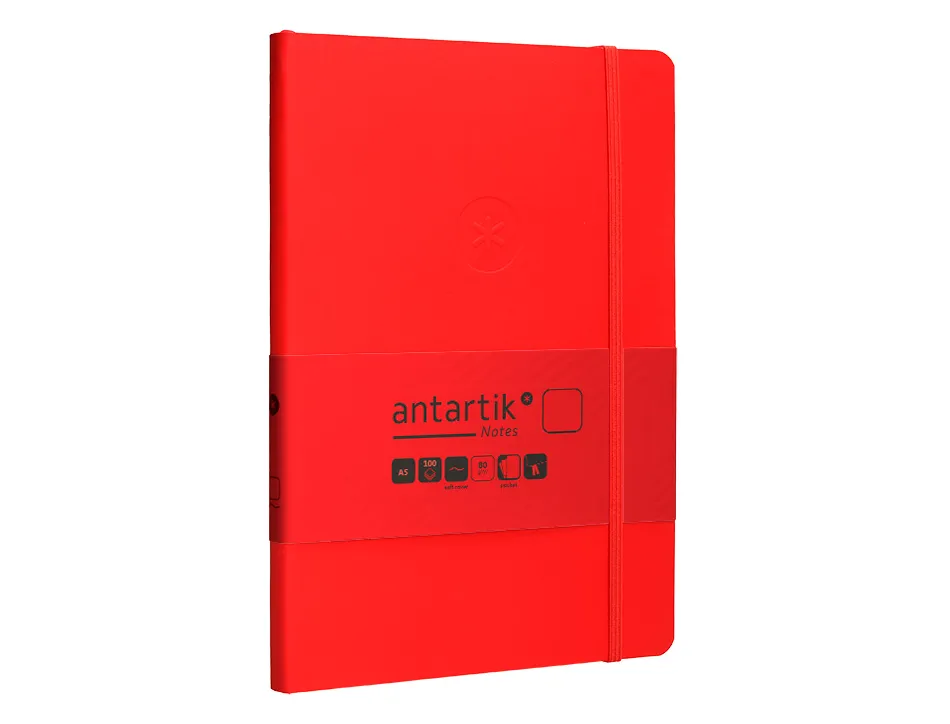 Carnet fermeture elastique antartik notes couverture souple a5 papier uni ivoire 100 feuilles 80gr fsc coloris rouge