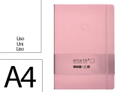 Carnet fermeture elastique antartik notes couverture rigide a4 papier uni ivoire 100 feuilles 80gr fsc rose pastel
