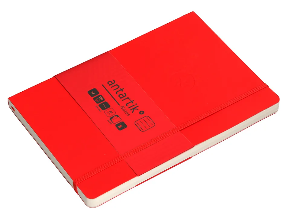 Carnet fermeture elastique antartik notes couverture souple a5 ligne 100 feuilles 80gr fsc coloris rouge
