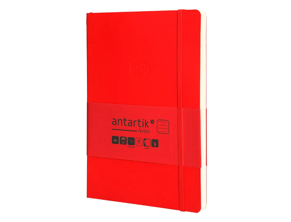 Carnet fermeture elastique antartik notes couverture souple a5 ligne 100 feuilles 80gr fsc coloris rouge