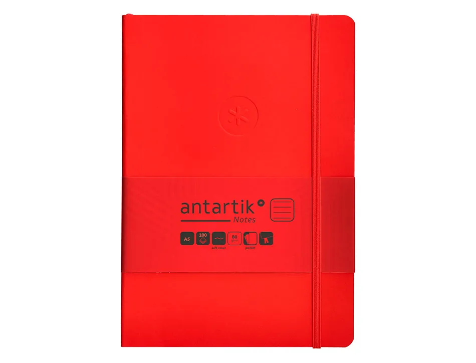 Carnet fermeture elastique antartik notes couverture souple a5 ligne 100 feuilles 80gr fsc coloris rouge
