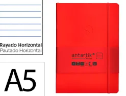 Carnet fermeture elastique antartik notes couverture souple a5 ligne 100 feuilles 80gr fsc coloris rouge