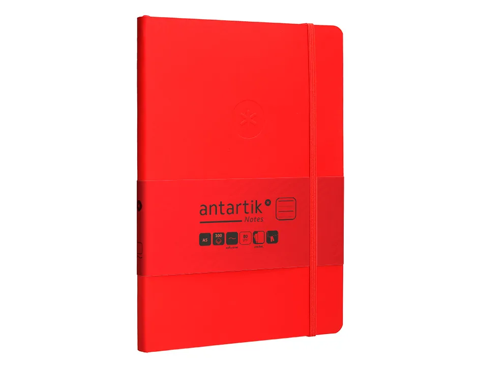Carnet fermeture elastique antartik notes couverture souple a5 ligne 100 feuilles 80gr fsc coloris rouge