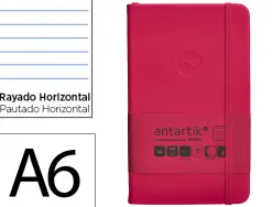 Carnet fermeture elastique antartik notes couverture rigide a6 ligne 100 feuilles 80gr fsc coloris framboise