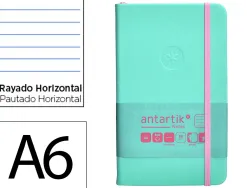 Carnet fermeture elastique rose antartik notes couverturerigide a6 ligne 100 feuilles 80gr fsc coloris turquoise