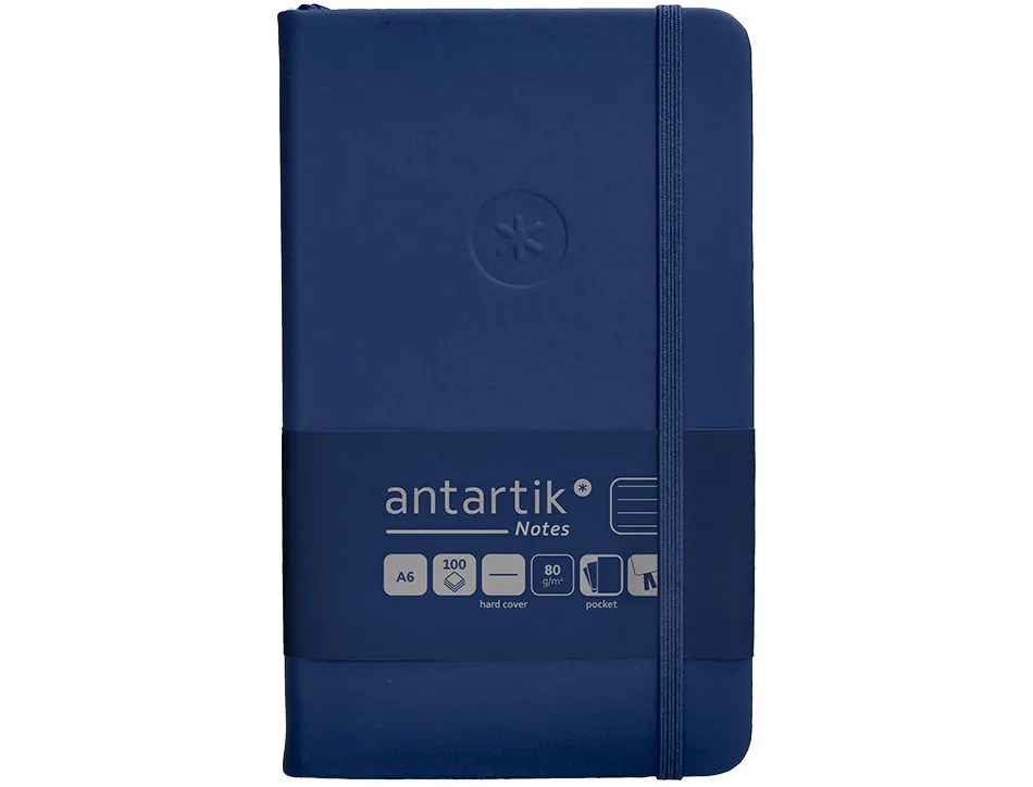 Carnet fermeture elastique antartik notes couverture rigide a6 ligne 100 feuilles 80gr fsc coloris bleu marine