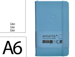 Carnet fermeture elastique antartik notes couverture rigide a6 papier uni ivoire 100 feuilles 80gr fsc bleu ciel
