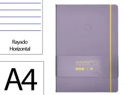 Carnet fermeture elastique jaune antartik notes couverture rigide a4 ligne 100 feuilles 80gr fsc coloris lilas