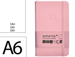 Carnet fermeture elastique antartik notes couverture rigide a6 papier uni ivoire 100 feuilles 80gr fsc rose pastel
