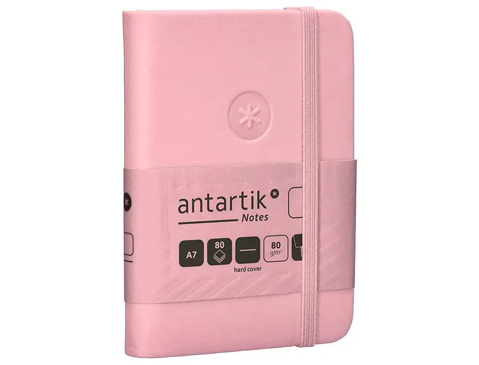 Carnet fermeture elastique antartik notes couverture rigide a7 papier uni ivoire 80 feuilles 80gr fsc rose pastel