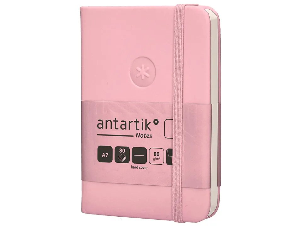 Carnet fermeture elastique antartik notes couverture rigide a7 papier uni ivoire 80 feuilles 80gr fsc rose pastel