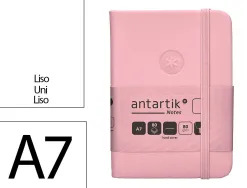 Carnet fermeture elastique antartik notes couverture rigide a7 papier uni ivoire 80 feuilles 80gr fsc rose pastel
