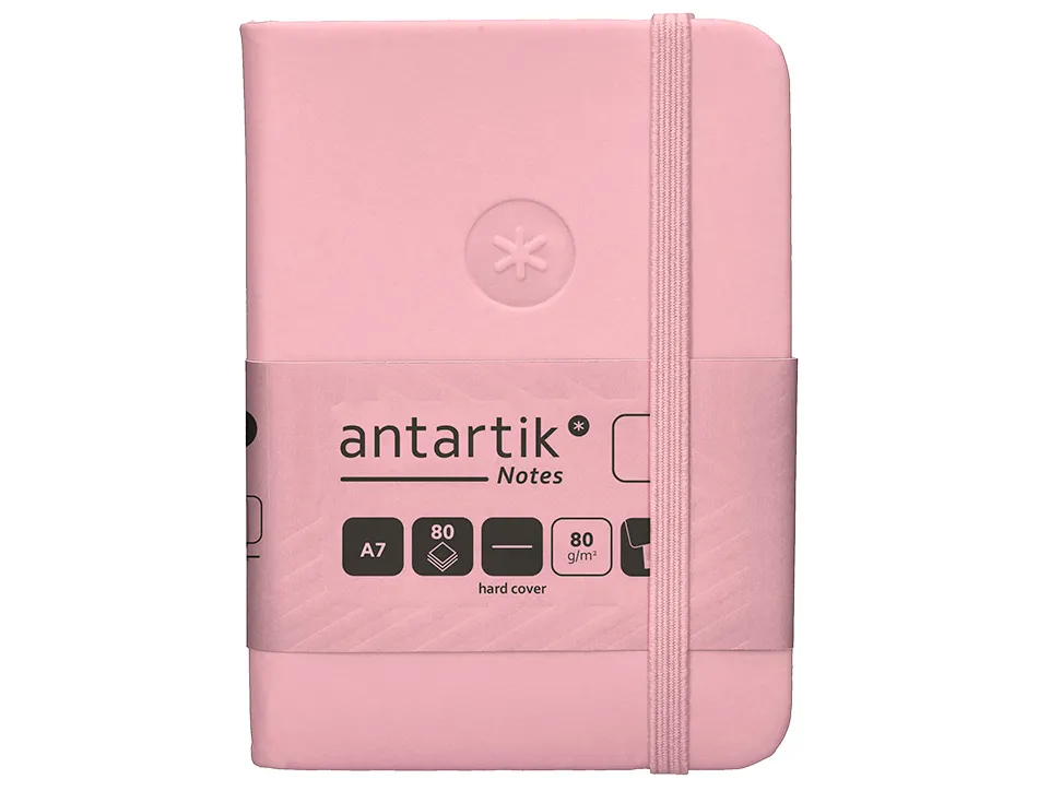Carnet fermeture elastique antartik notes couverture rigide a7 papier uni ivoire 80 feuilles 80gr fsc rose pastel