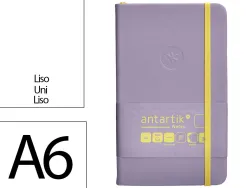 Carnet fermeture elastique jaune antartik notes couverture rigide a6 papier uni ivoire 100 feuilles 80gr fsc lilas