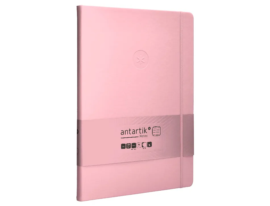 Carnet fermeture elastique antartik notes couverture rigide a4 ligne 100 feuilles 80gr fsc coloris rose pastel