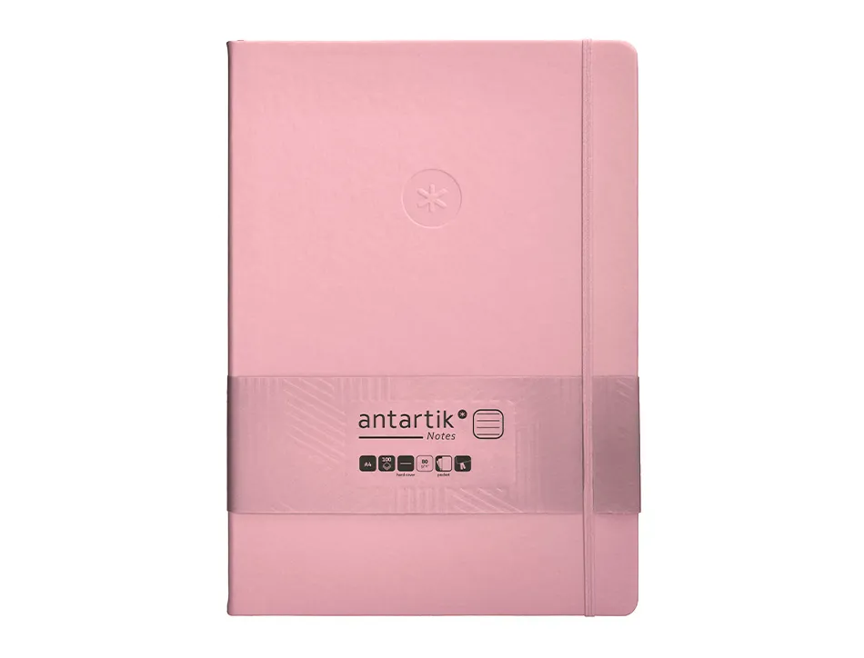 Carnet fermeture elastique antartik notes couverture rigide a4 ligne 100 feuilles 80gr fsc coloris rose pastel