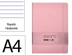 Carnet fermeture elastique antartik notes couverture rigide a4 ligne 100 feuilles 80gr fsc coloris rose pastel