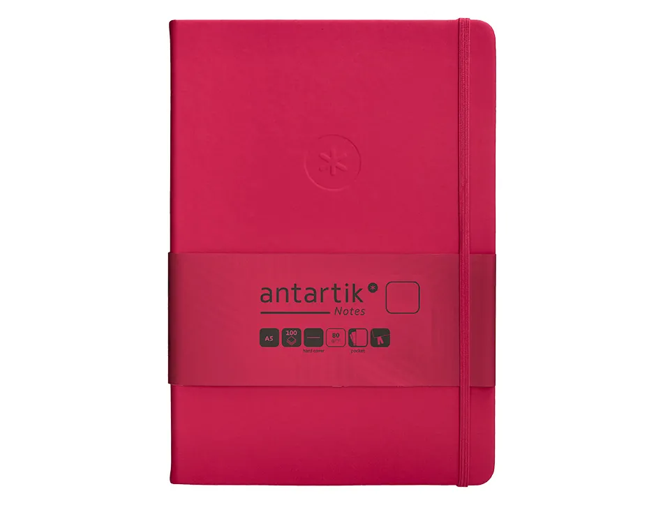 Carnet fermeture elastique antartik notes couverture rigide a5 papier uni ivoire 100 feuilles 80gr fsc framboise