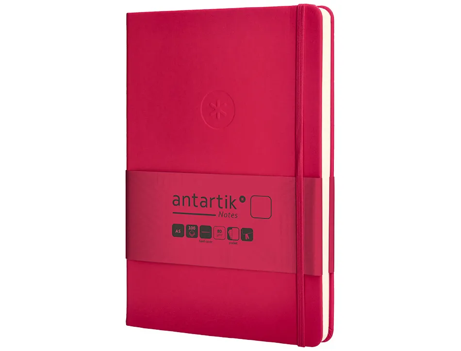 Carnet fermeture elastique antartik notes couverture rigide a5 papier uni ivoire 100 feuilles 80gr fsc framboise