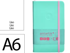 Carnet fermeture elastique rose antartik notes couverture rigide a6 papier uni ivoire 100 feuilles 80gr fsc turquoise