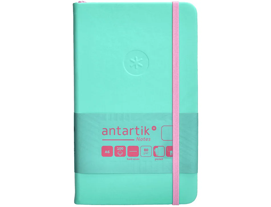 Carnet fermeture elastique rose antartik notes couverture rigide a6 papier uni ivoire 100 feuilles 80gr fsc turquoise