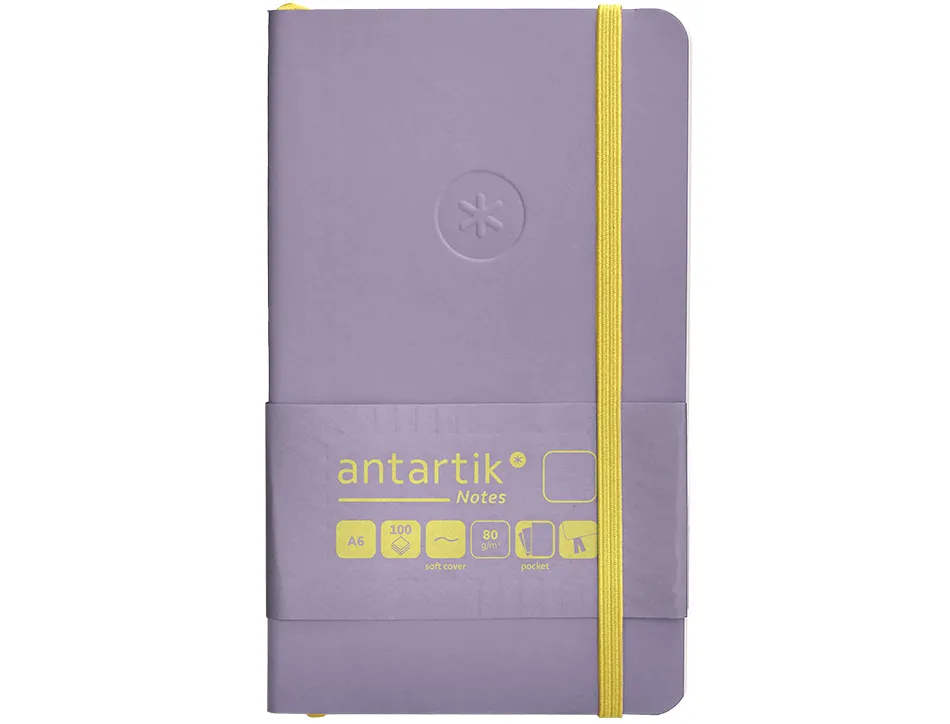 Carnet fermeture elastique jaune antartik notes couverture souple a6 papier uni ivoire 100 feuilles 80gr fsc lilas