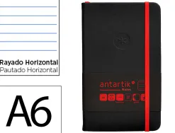 Carnet fermeture elastique rouge antartik notes couverture rigide a6 ligne 100feuilles 80gr fsc coloris noir