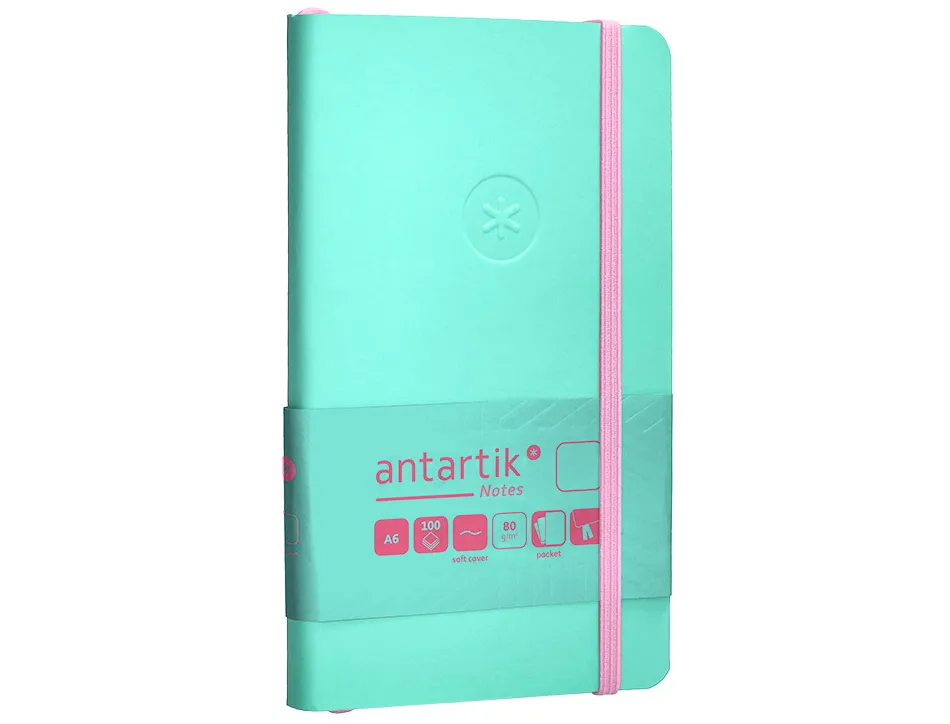 Carnet fermeture elastique rose antartik notes couverture souple a6 papier uni ivoire 100 feuilles 80gr fsc turquoise