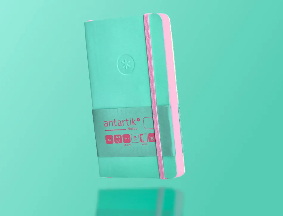 Carnet fermeture elastique rose antartik notes couverture souple a6 papier uni ivoire 100 feuilles 80gr fsc turquoise
