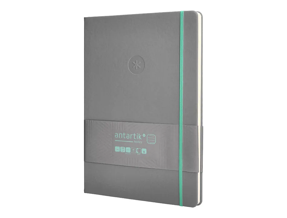 Carnet fermeture elastique turquoise antartik notes couverture rigide a4 ligne 100feuilles 80gr fsc coloris gris