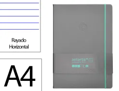 Carnet fermeture elastique turquoise antartik notes couverture rigide a4 ligne 100feuilles 80gr fsc coloris gris