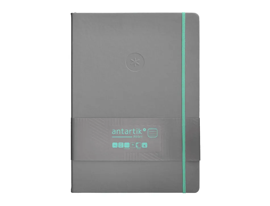 Carnet fermeture elastique turquoise antartik notes couverture rigide a4 ligne 100feuilles 80gr fsc coloris gris