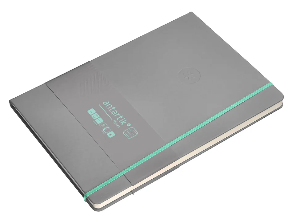 Carnet fermeture elastique turquoise antartik notes couverture rigide a4 ligne 100feuilles 80gr fsc coloris gris