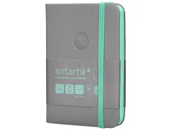 Carnet fermeture elastique turquoise antartik notes couverture rigide a7 papier uni ivoire 80 feuilles 80gr fsc gris
