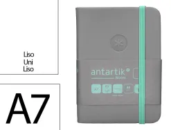 Carnet fermeture elastique turquoise antartik notes couverture rigide a7 papier uni ivoire 80 feuilles 80gr fsc gris