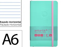 Carnet fermeture elastique rose antartik notes couverturesouple a6 ligne 100 feuilles 80gr fsc coloris turquoise