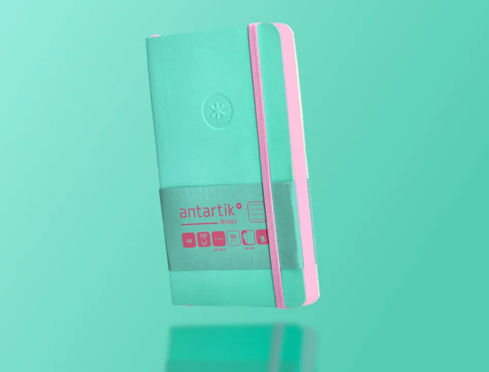 Carnet fermeture elastique rose antartik notes couverturesouple a6 ligne 100 feuilles 80gr fsc coloris turquoise