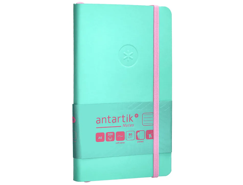 Carnet fermeture elastique rose antartik notes couverturesouple a6 ligne 100 feuilles 80gr fsc coloris turquoise