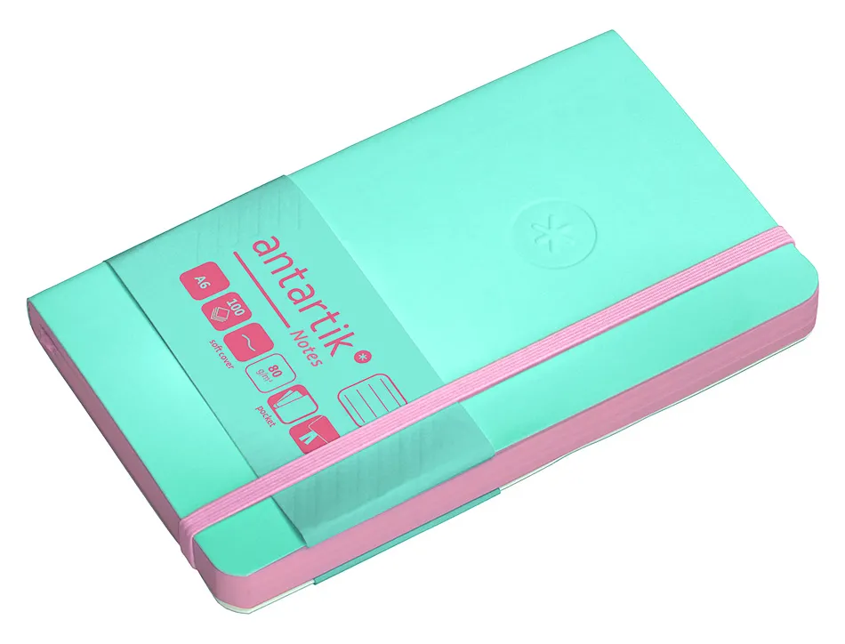Carnet fermeture elastique rose antartik notes couverturesouple a6 ligne 100 feuilles 80gr fsc coloris turquoise