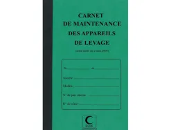 Carnet maintenance elve appareils de levage protege-cahier cristal 21x13cm 32 pages