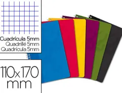 Carnet oxford reliure intégrale couverture pelliculée lavable souple 11x17cm 180 pages 90g 5x5mm coloris assortis