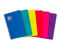 Carnet oxford reliure intégrale couverture pelliculée lavable souple 9x14cm 100 pages 90g 5x5mm coloris assortis