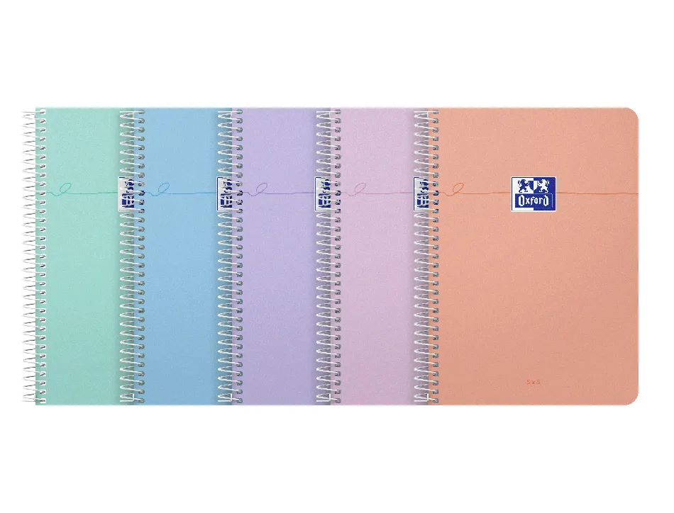 Carnet oxford smart spirale 105x148mm 100 pages optik paper 5x5 coloris pastel assortis lot 20 unites