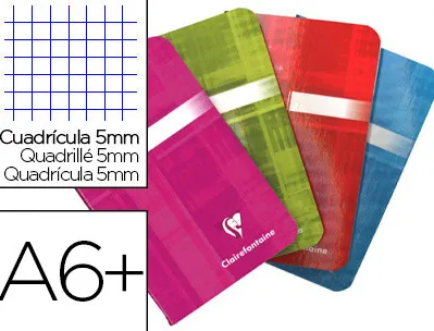 Carnet piqué clairefontaine papier vélin velouté couverture pelliculée lavable 11x17cm 96 pages 90g 5x5mm